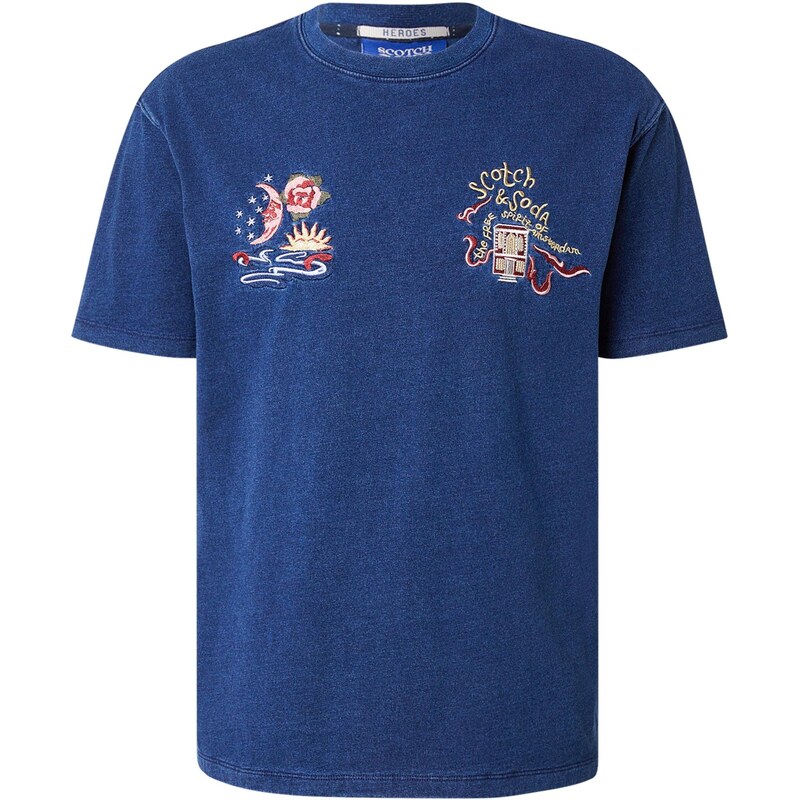 SCOTCH & SODA Tričko The 40th Annive indigo / svetlomodrá / svetložltá 67400410