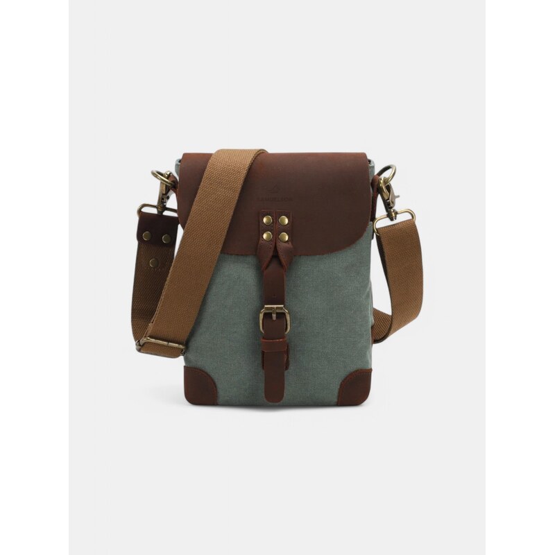 SAMUELSON Pánska vintage crossbody taška z plátna a kože 68322966