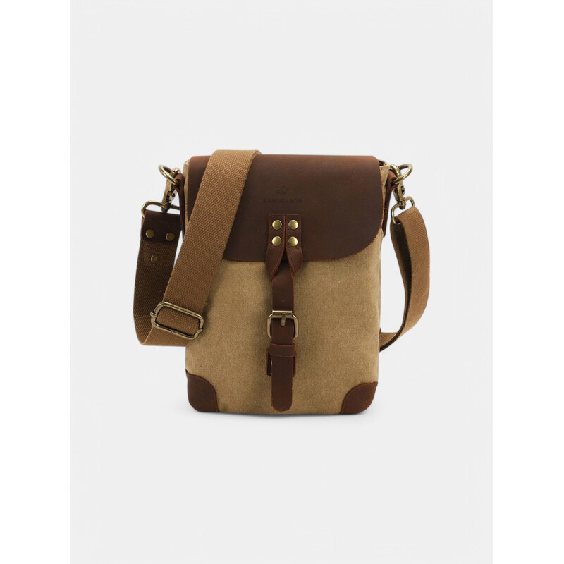 SAMUELSON Pánska vintage crossbody taška z plátna a kože 68322965