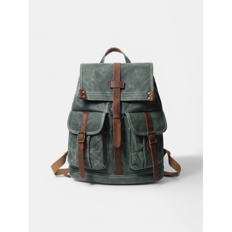 SAMUELSON Batoh na notebook 20L z vojenského voskovaného plátna a kože 67388314
