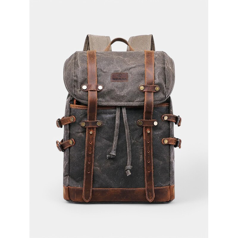 E-shop SAMUELSON Pánsky turistický bushcraft batoh 22L z plátna a kože