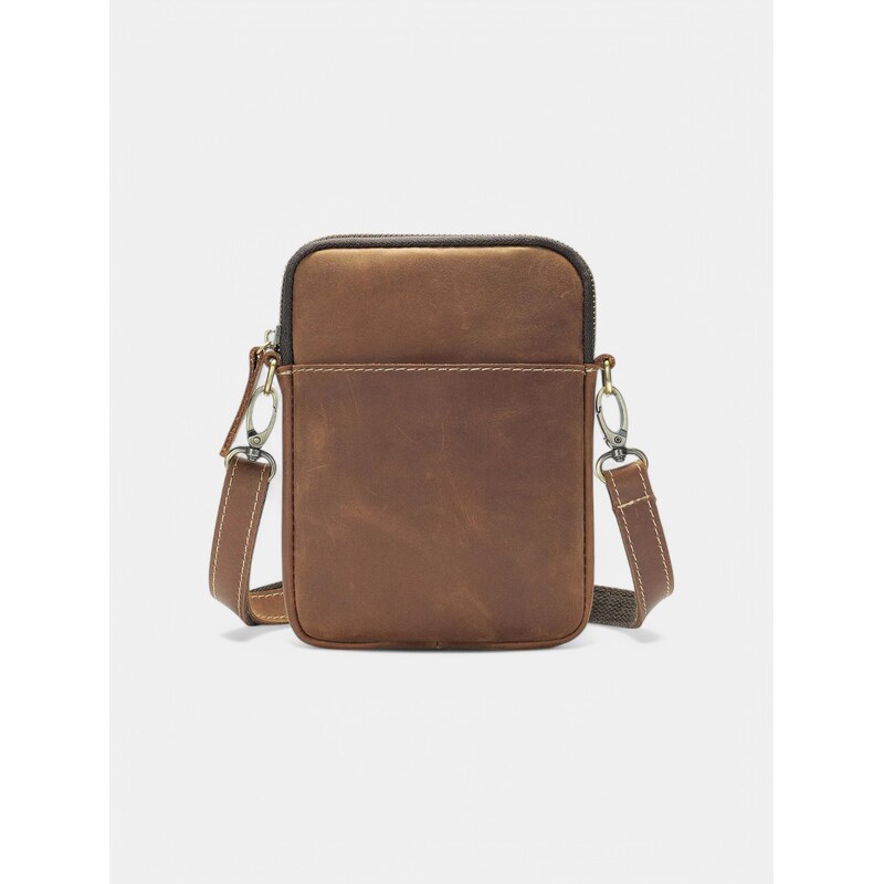 SAMUELSON Pánska kožená crossbody taška na mobil a doklady – hnedá 67388327