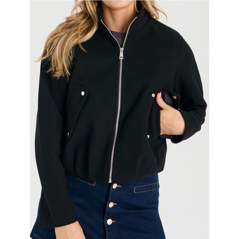 Sinsay - Bomber bunda so sťahovaným spodným lemom - čierna 67396025