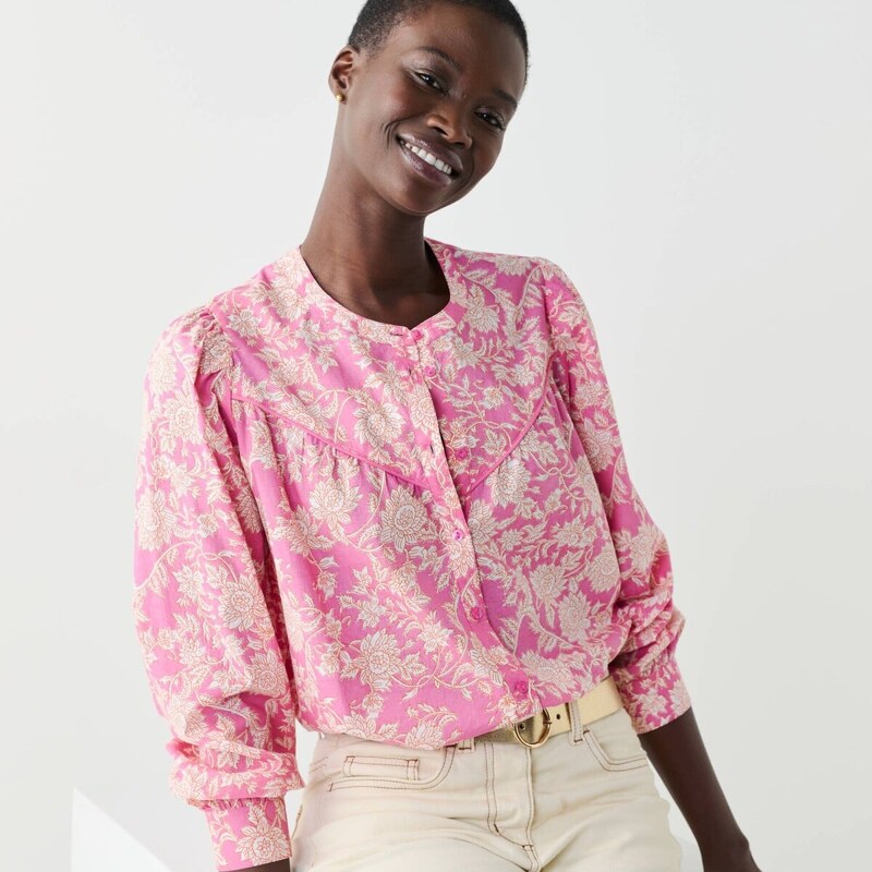 Blúzka na gombíky s potlačou ružová/prírodná 054 Blancheporte 67400660