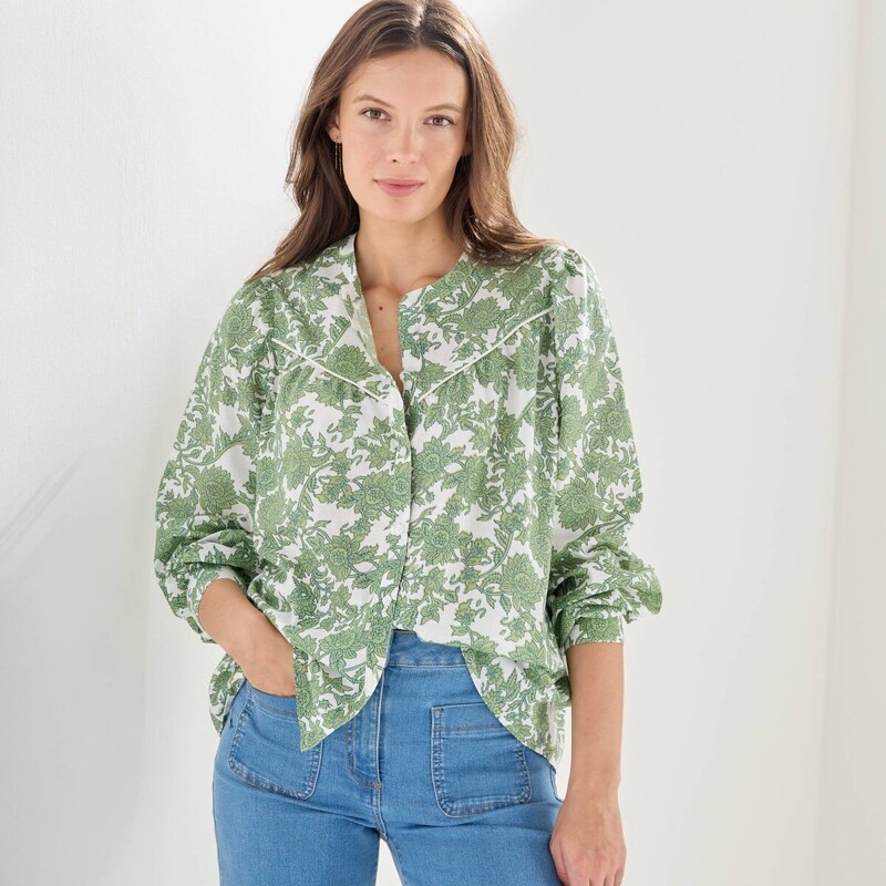 Blúzka na gombíky s potlačou ražná/zelená 054 Blancheporte 67400665