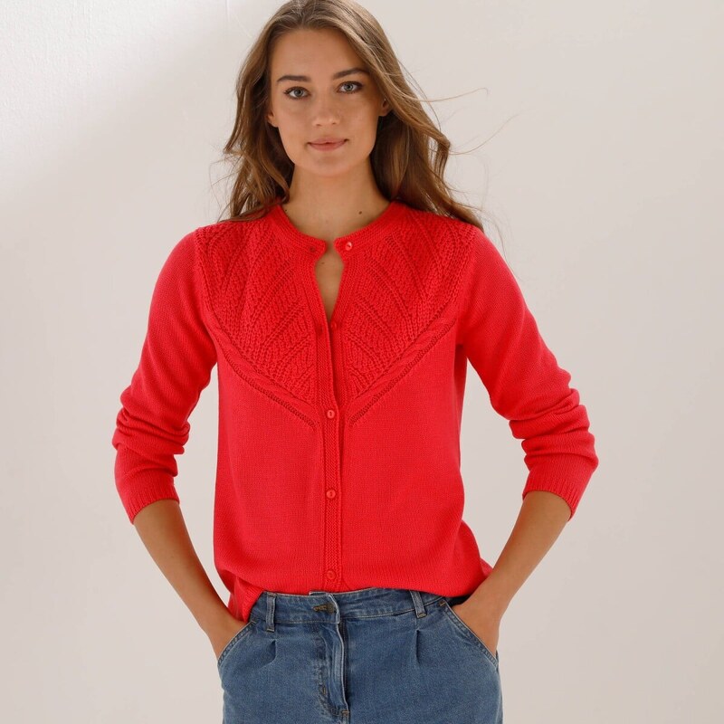 Sveter z úpletu so vzorom ružová 054 Blancheporte 67400676