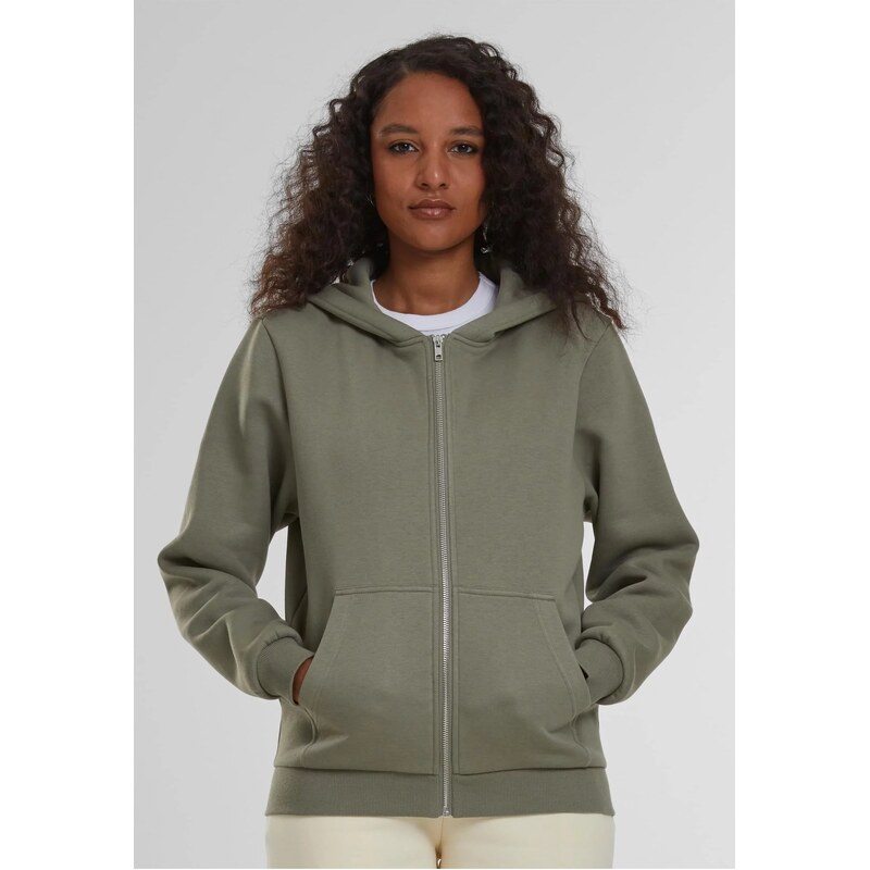 Urban Classics Womens zip-up sweatshirt Fluffy olive 65685244