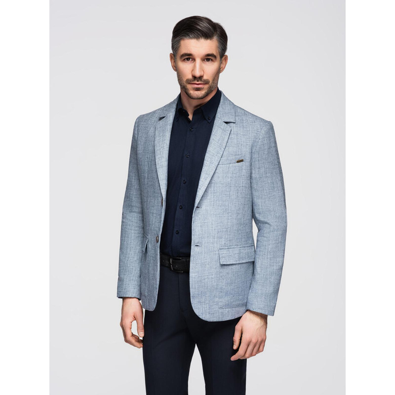 Ombre Mens REGULAR cut jacket with linen - light blue 57754470