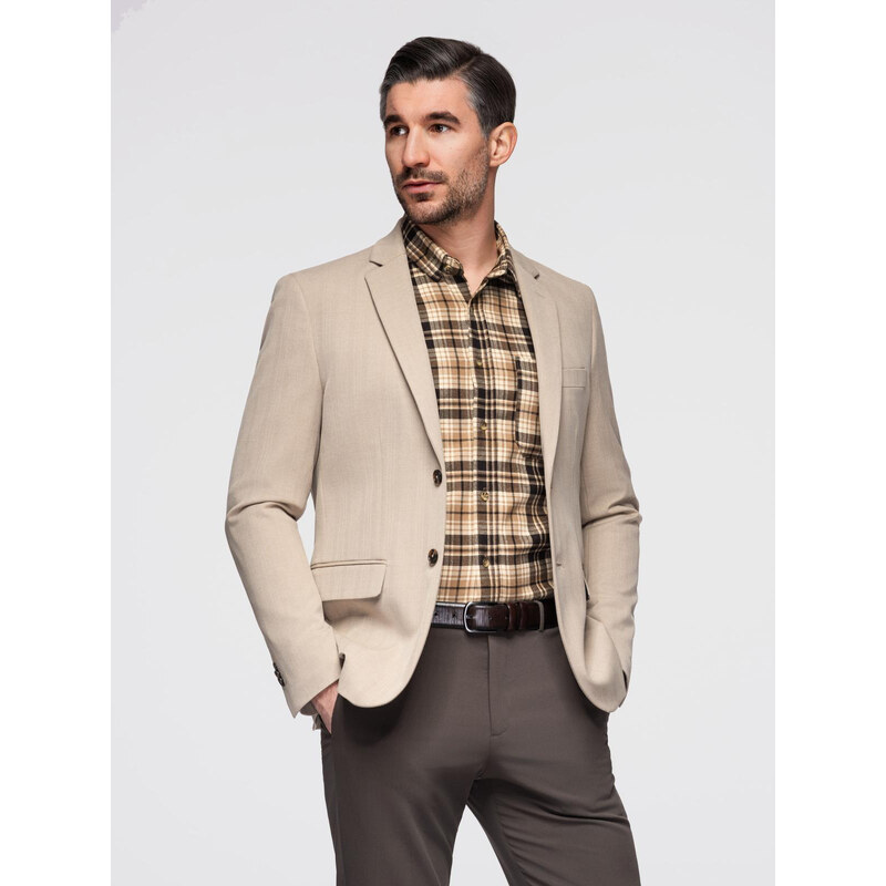 Ombre Elegant mens SLIM FIT jacket with rayon - beige 64788962