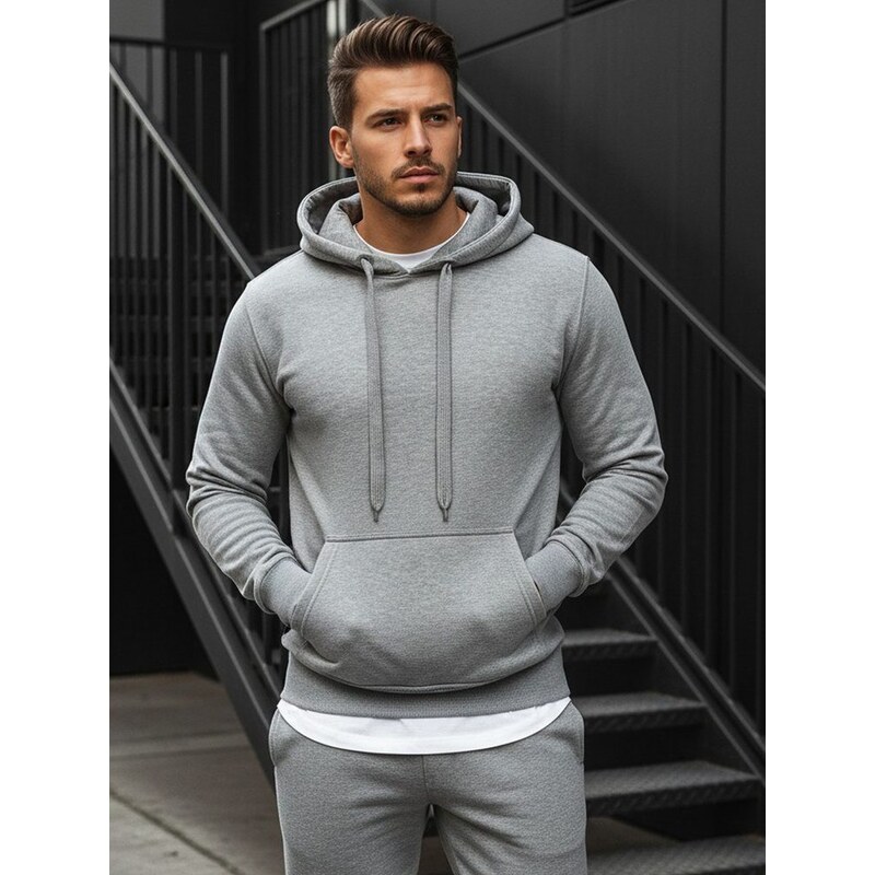 Buďchlap Štýlová sivá mikina s kapucňou cez hlavu 34776508