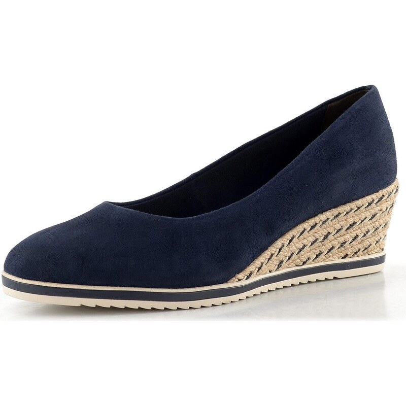 Tamaris kožené lodičky na kline navy 1-22303-42 68773480