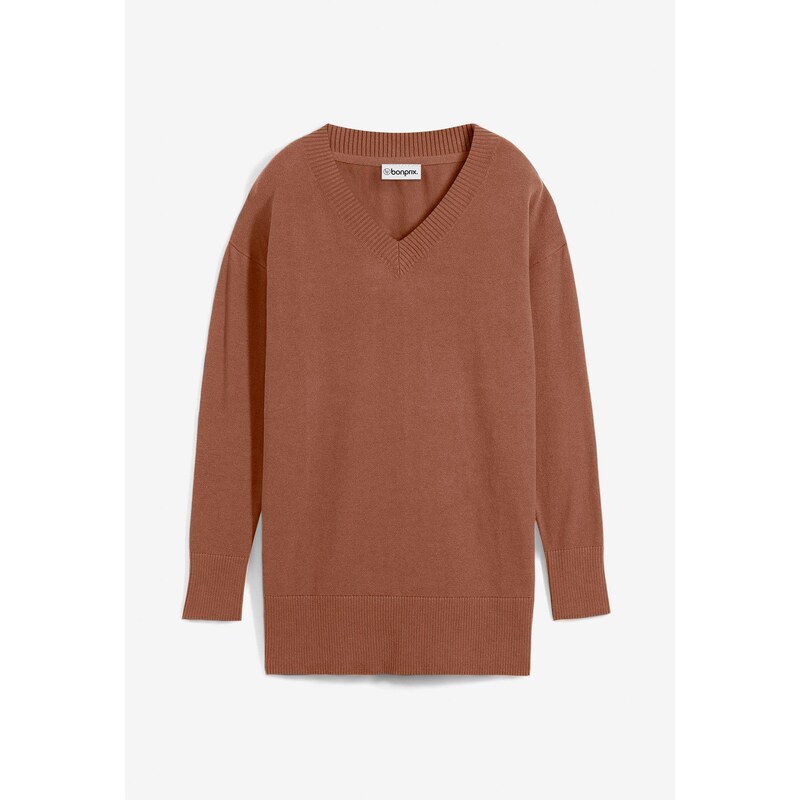bonprix Dlhý pulóver, farba hnedá 45358912