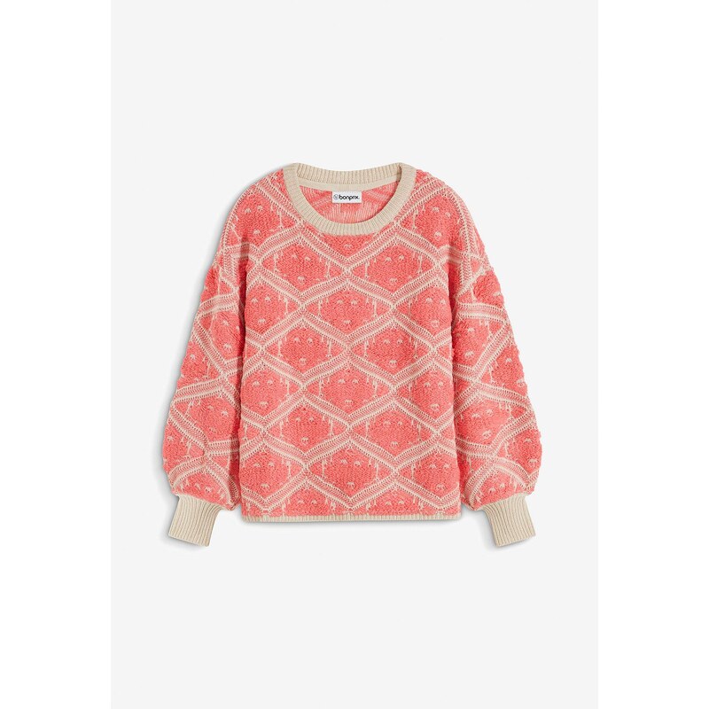 bonprix Pletený pulóver boxy, farba ružová 48958493