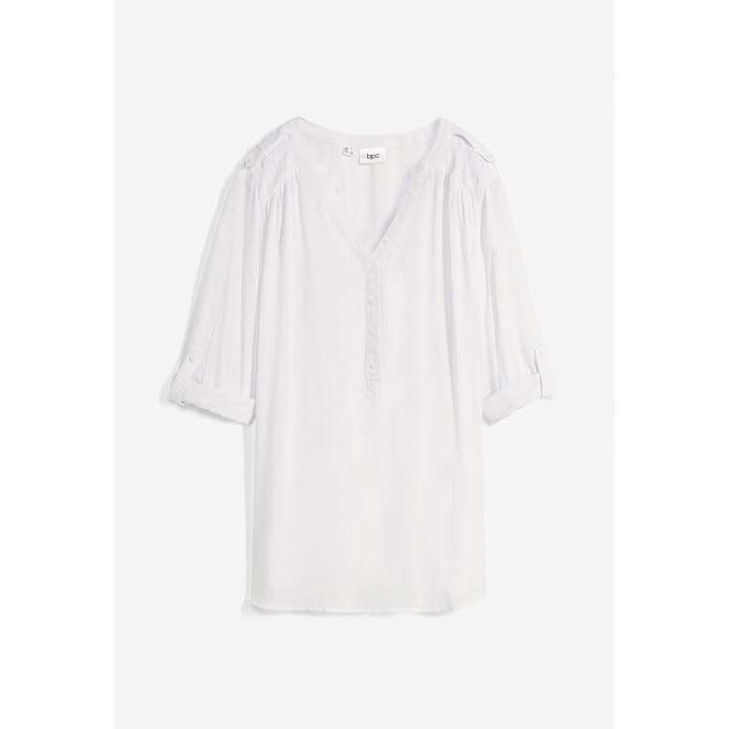 bonprix Tuniková blúza z jemnej viskózy, farba biela 44741067