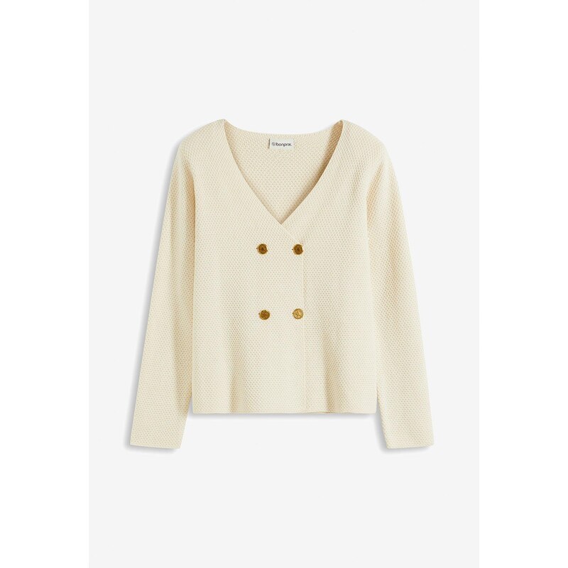 bonprix Pletený blejzer, farba béžová 61718628