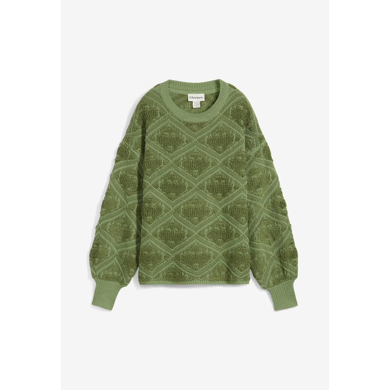 bonprix Pletený pulóver boxy, farba zelená 62198404