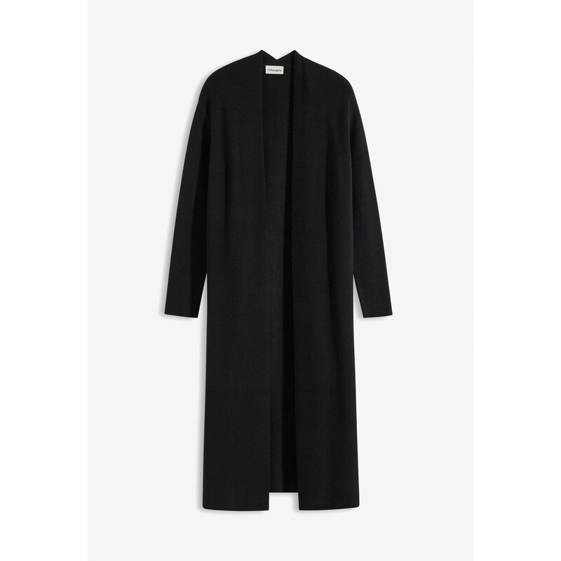 bonprix Dlhý pletený sveter s viskózou, farba čierna 61718899