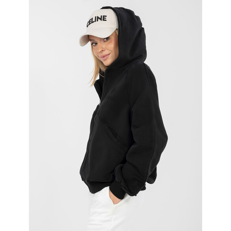 Factory Price Čierna mikina s kapucňou na zips 67411878