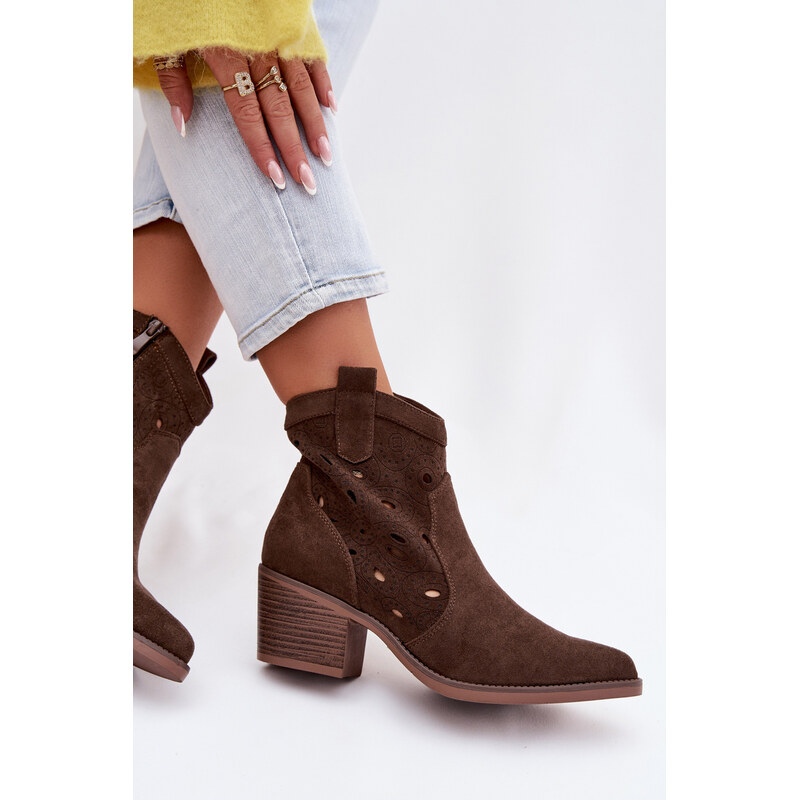 Boto Dámske členkové kovbojské topánky s čipkou 67411912
