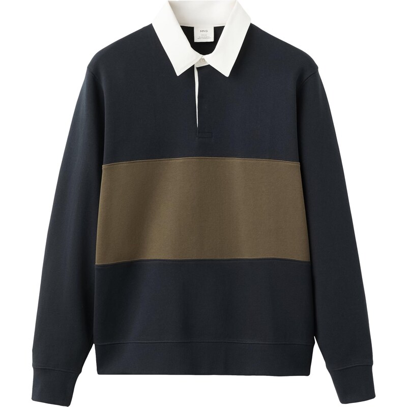 MANGO MAN Mikina PETERB námornícka modrá / kaki / biela 67414864