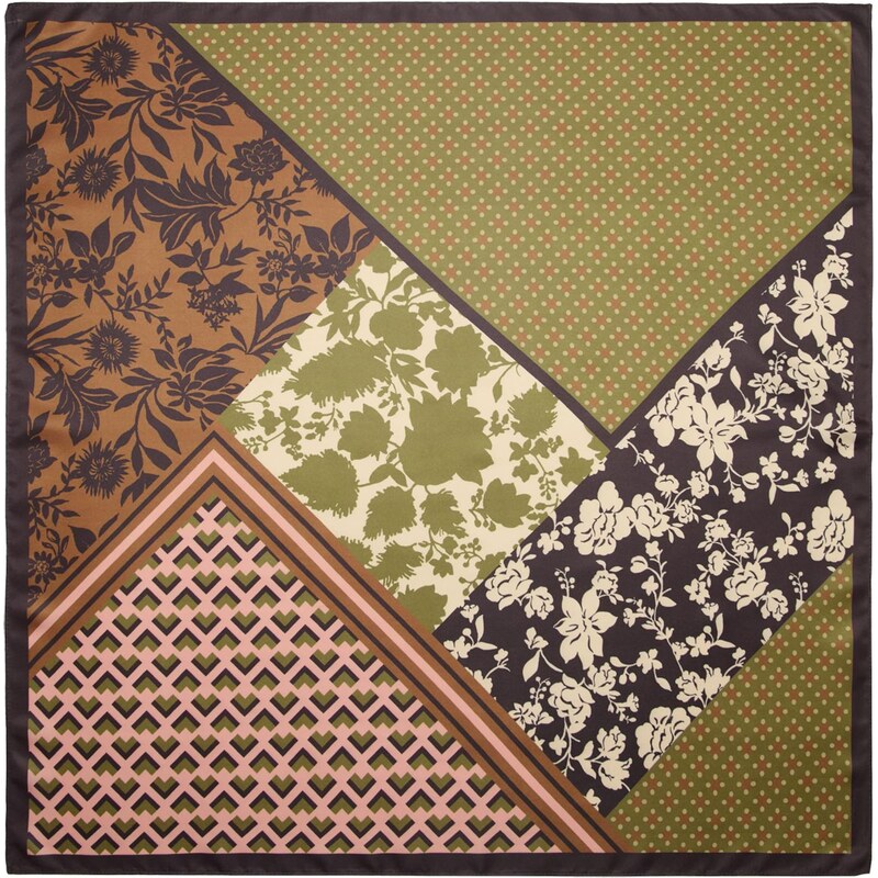 MANGO Šál FABIANA krémová / hnedá / olivová / ružová 67415183