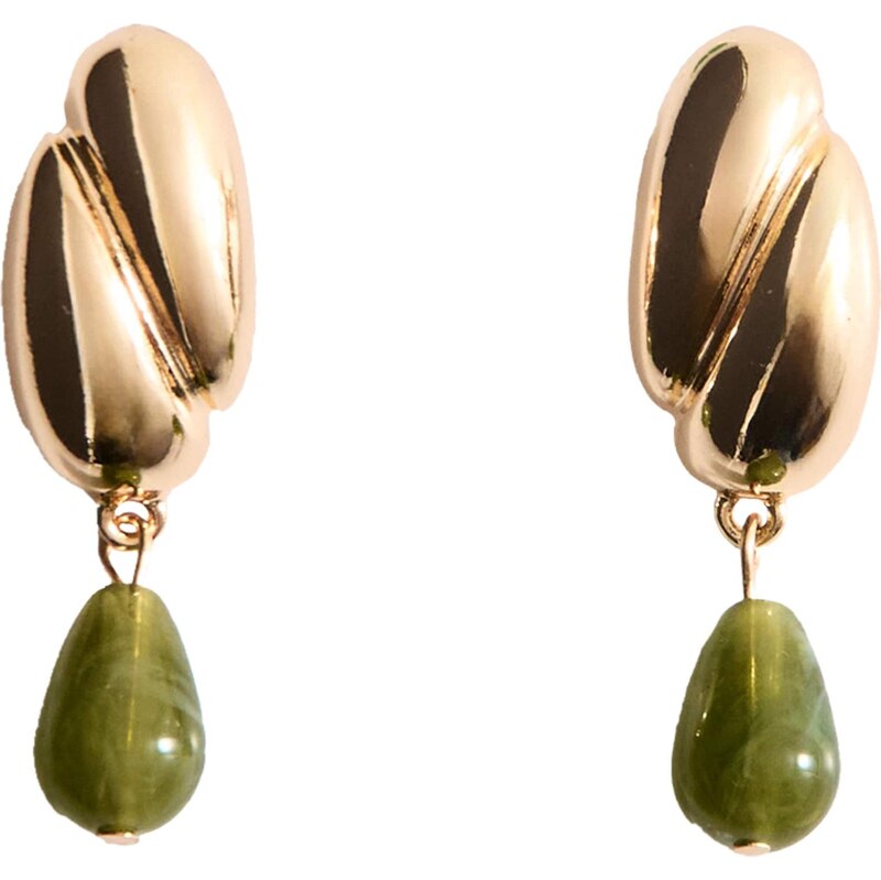 MANGO Náušnice FATIMA zlatá / olivová 67415184