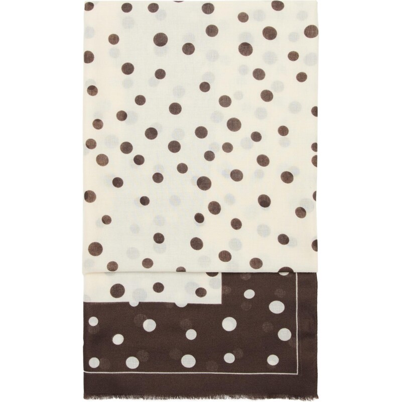 MANGO Šál krémová / čokoládová 67415296