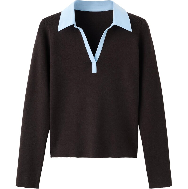 MANGO Sveter MARI svetlomodrá / čokoládová 67415341