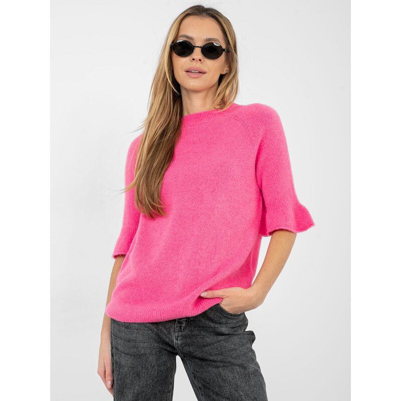 Italy Moda Ružový sveter s krátkymi rukávmi 67428142