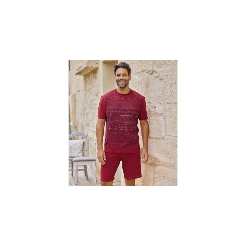 Krátke pyžamo so žakárovými motívmi Atlas For Men Bordová 64430487