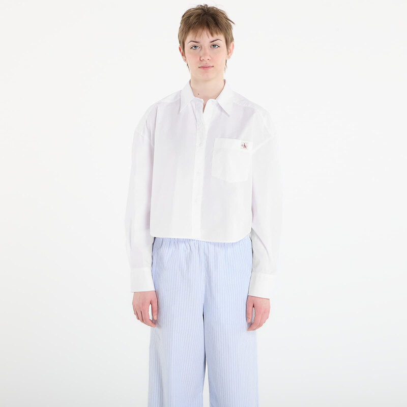 Košeľa Calvin Klein Jeans Cotton Poplin Cropped Shirt White L 67422444