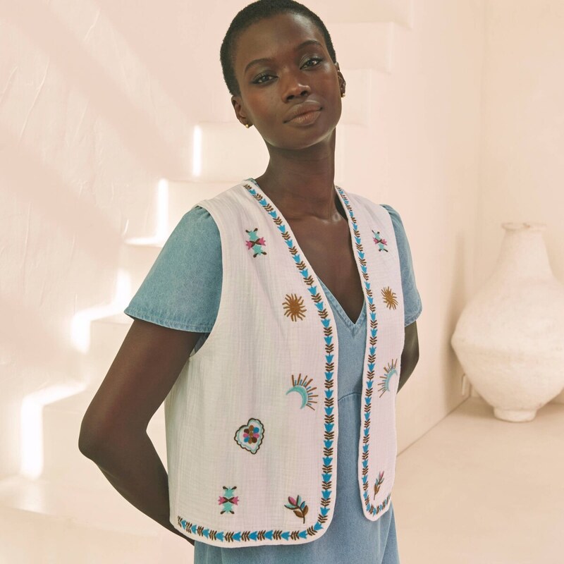 Vesta s výšivkou ražná/modrá 054 Blancheporte 67417738