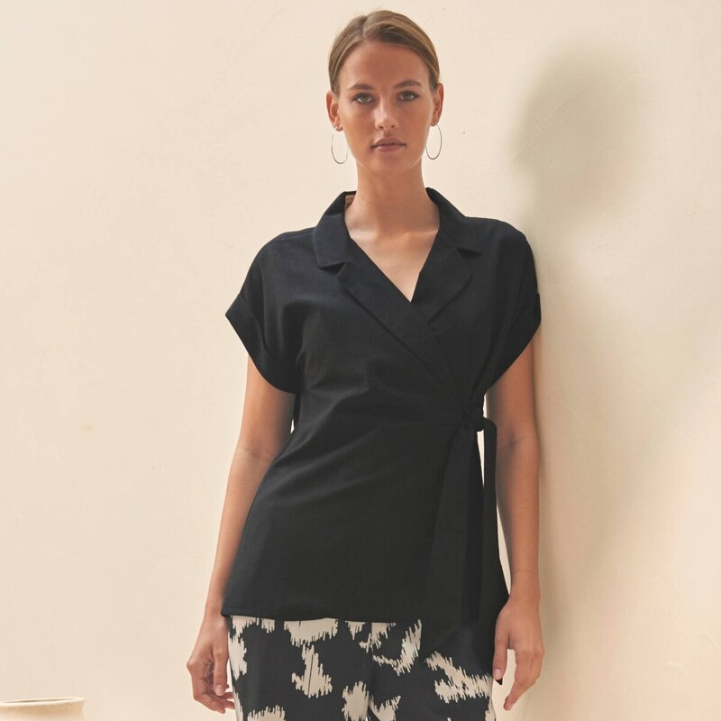 Blúzka s ozdobnou viazačkou čierna 036 Blancheporte 67417748