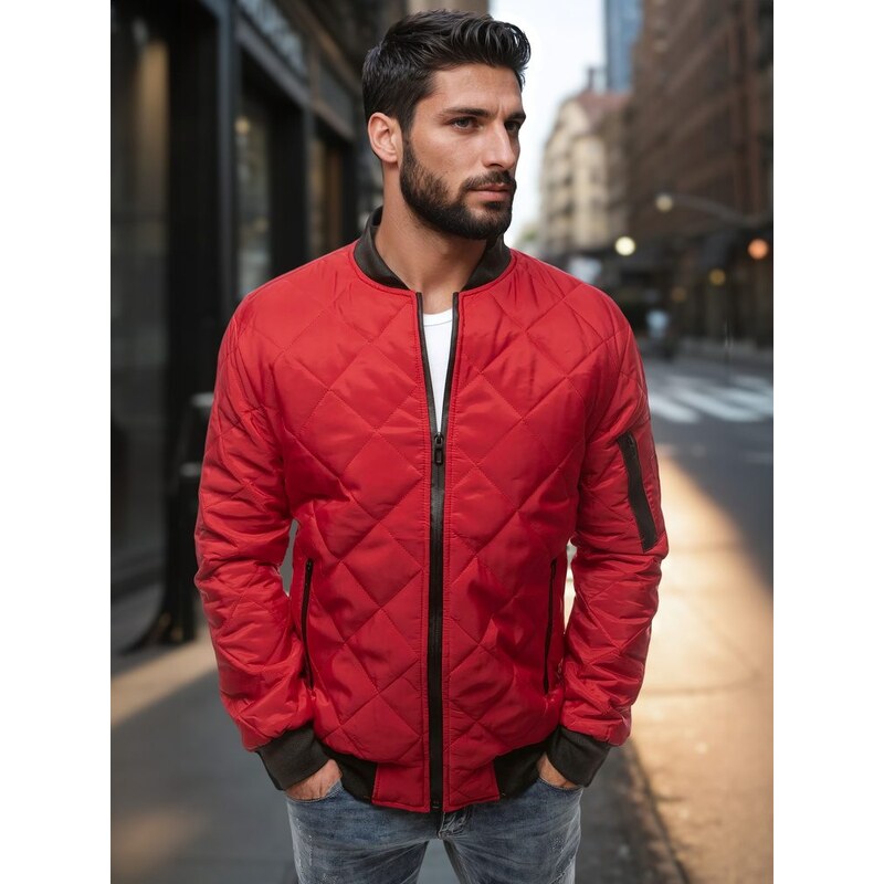 Buďchlap Atraktívna červená bomber bunda 67419354