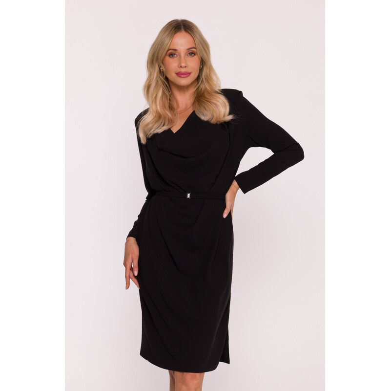 Stylove Šaty s riaseným výstrihom | čierna S428 67420450