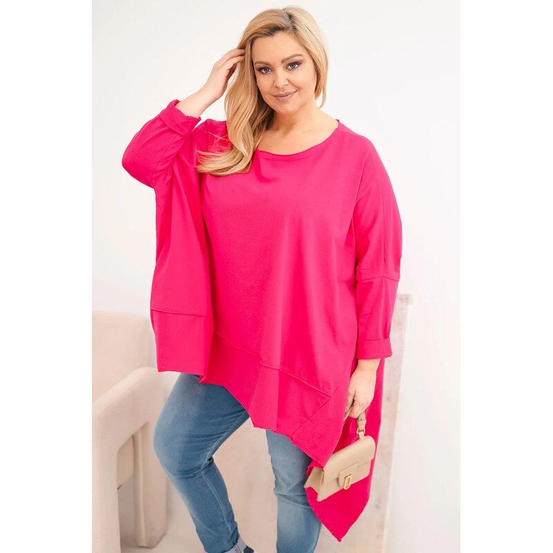 K-Fashion Dámska mikina s kapucňou Plus Size s fuchsiovou potlačou 67427358