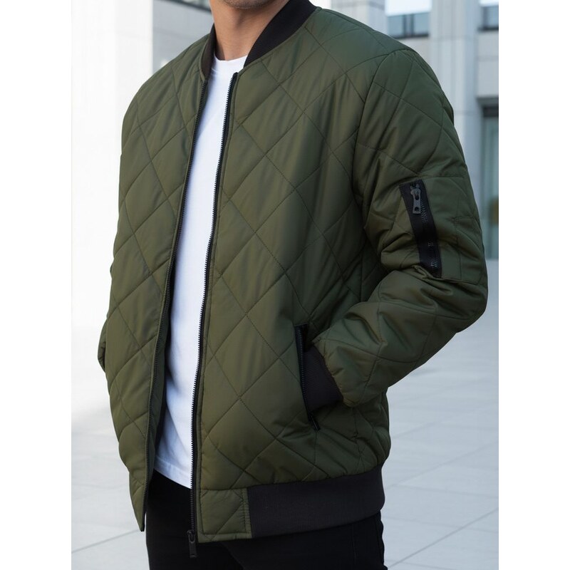 Buďchlap Senzačná prešívaná bomber bunda zelená 57521502