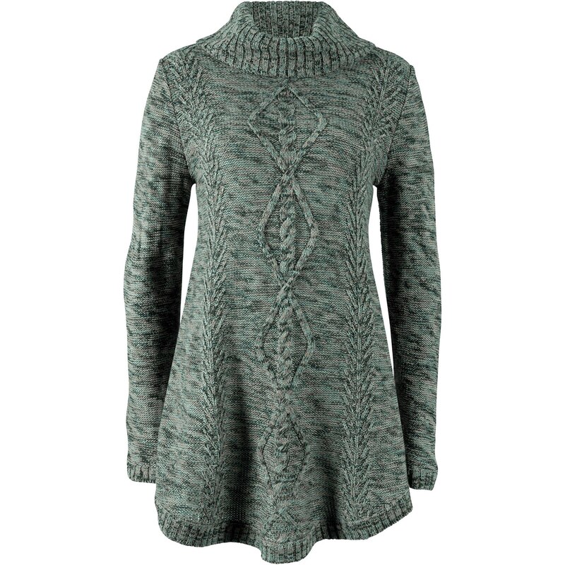 bonprix Pončo pulóver, dlhý rukáv, farba zelená 44789259