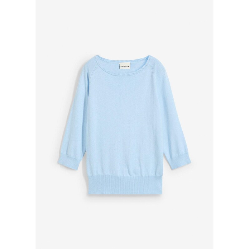 bonprix Pulóver s podielom hodvábu, farba modrá 62055857