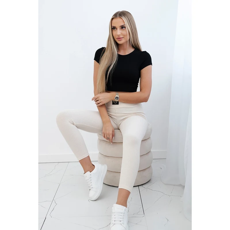 Kesi Ribbed leggings with high waist light beige 67421132