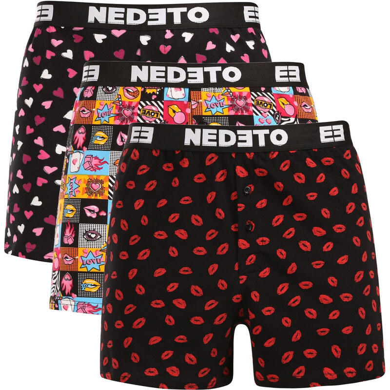 3PACK pánske trenky Nedeto Valentín viacfarebné (3NGVL01) 67421154