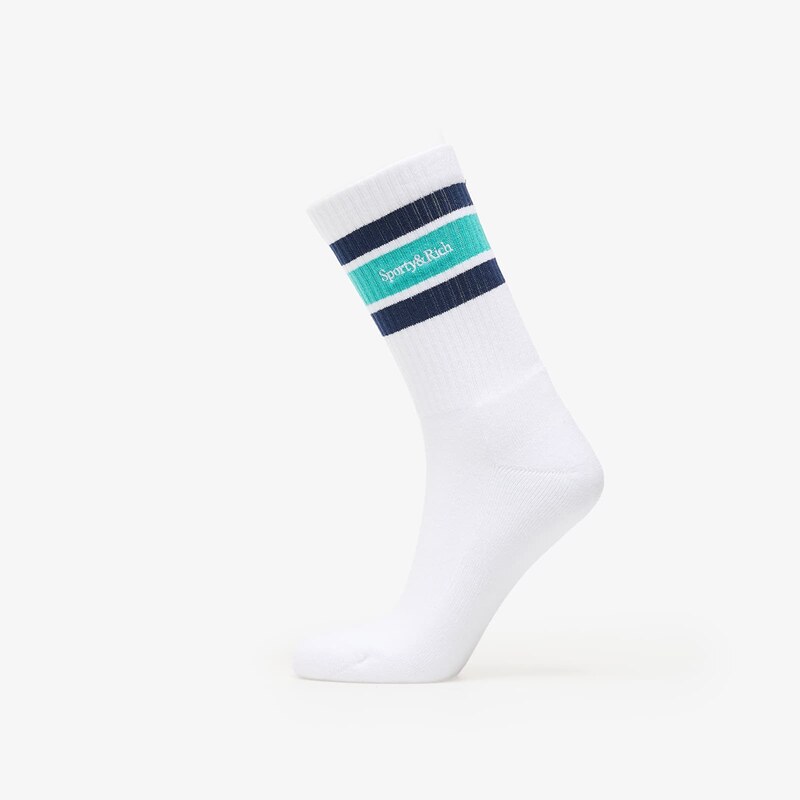 Ponožky Sporty & Rich Serif Logo Socks White/ Spring Green/ Light Navy 67422485