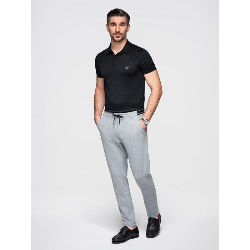 Ombre Mens knitted pants with elastic waistband - light grey 65501856