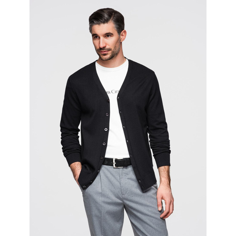 Ombre Monochrome knitted mens viscose cardigan - black 64790616
