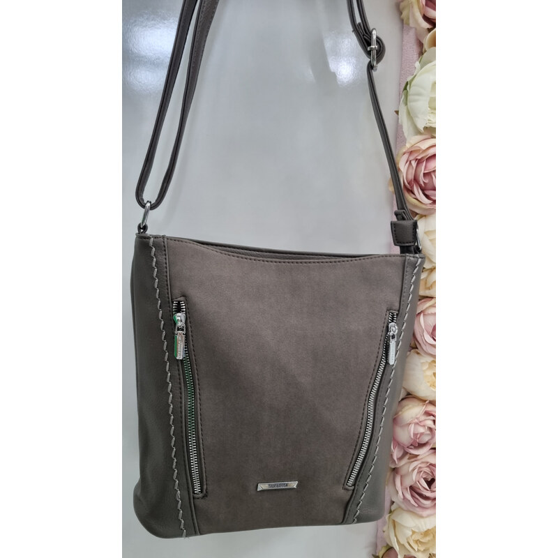E-shop Katrins Fashion Jednoduchá sivá crossbody kabelka Silvia