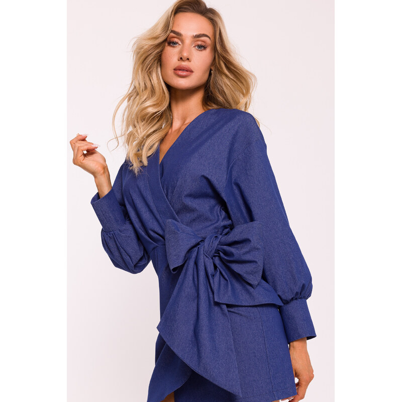 MOE Viazané mini šaty M802 | modrá M802 63395870