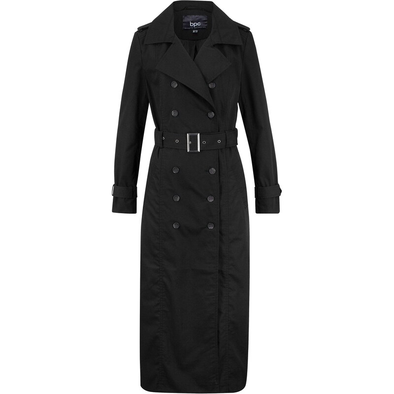 bonprix Dlhý trenčkot s opaskom v páse, farba čierna 44789592