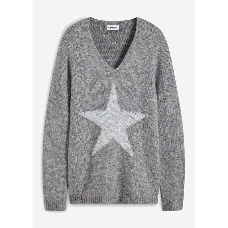 bonprix Pulóver s hviezdami, farba šedá 47086149