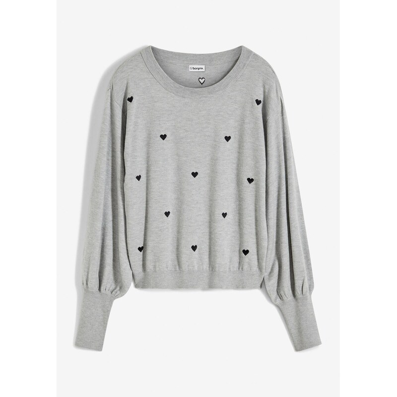 bonprix Jemne pletený pulóver z viskózového mixu, farba šedá 47086165