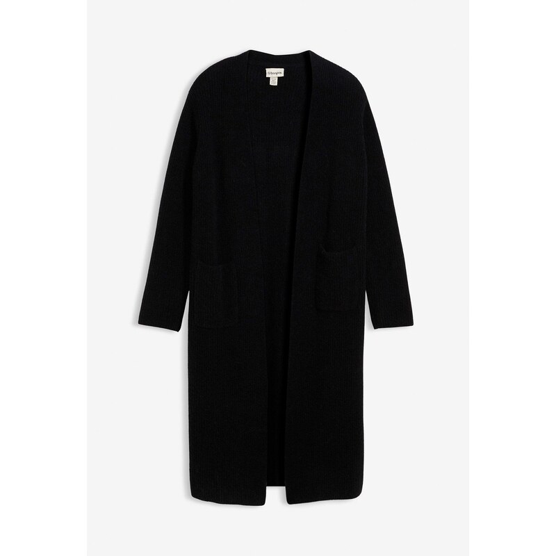 bonprix Pletený kabát s alpaka vlnou, farba čierna 57336356